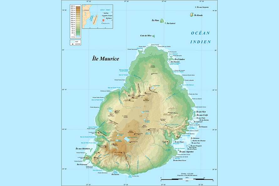 Mauritius Island Topographic Map